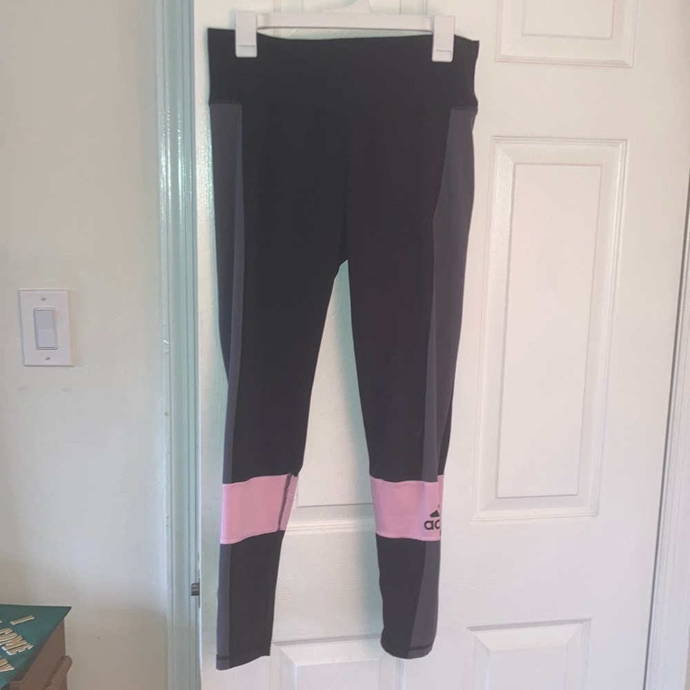 Black and pink adidas leggings